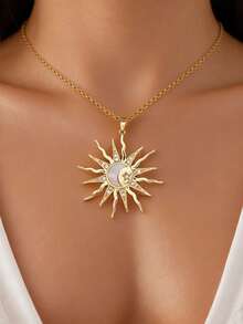 1 pieza Collar con colgante de estrella irregular con strass dorado para mujer - Dorado - Ver 3