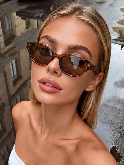 1 Pair Unisex Retro Cat Eye Glasses With Contrasting Colors, Suitable For Holidays, Outfits, Summer Beach Vacations, Outdoor Activities And Travel, A Great Gift