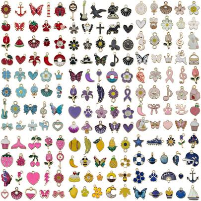 20个混色珐琅吊坠，批发散装镀金合金吊坠，适用于DIY项链、手链、耳环等工艺品制作