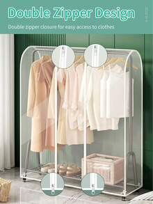 Multi-Size Minimalist Transparent Dust Cover, Dustproof, Waterproof, Moisture-Proof, Spacious Garment Hanging Storage Rack, Zipper Transparent Garment Rack Cover, Suitable For Hanging Clothes, Wardrobe, Living Room, Laundry Room, Balcony, Home Storage And Organization - Multicolor - View 3