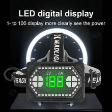 Đèn đội đầu mạnh nhất 600000LM, sử dụng pin sạc 18650, đèn LED cảm biến hồng ngoại, tầm chiếu xa 1500M, đèn lồng cắm trại siêu sáng. - đèn pha - Xem 12