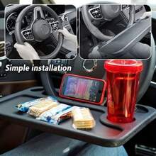 4 In 1 Multifunctional Car Steering Wheel Desk With Laptop Stand Versatile Car Seat Tray Enhanced Vehicle Table With Tablet Slot And Dual Condiment Holders Durable PC Material - A - View 5