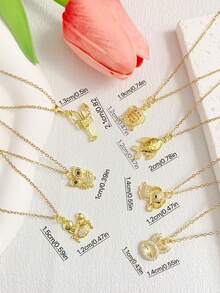 1pc Minimalist Cute Animal Pendant Necklace, Suitable For Women's Daily Wear And Gift - Gold - View 2