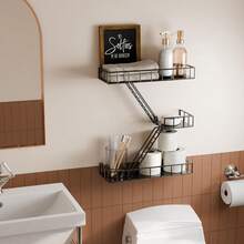 Estantes Flotantes de Pared, Estantería de Pared Decorativos de Metal, Repisas para Recamara Sala de Estar Capacidad Máxima de Peso 40 Libras Organizador Decorativo de Pared Libros Figuras (3 Niveles) - 1 - Ver 7