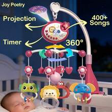 Baby Crib Bell – Music Rotation Function, Soft Light Night Light, And Remote Control; Designed To Soothe And Help Babies Fall Asleep. Suitable For Use Beside The Head Of A Newborn's Crib. Also Serves As An Early Education Toy And Makes An Excellent Gift For Christmas Or New Year. - Màu Hồng  Dưa hấu - Xem 6