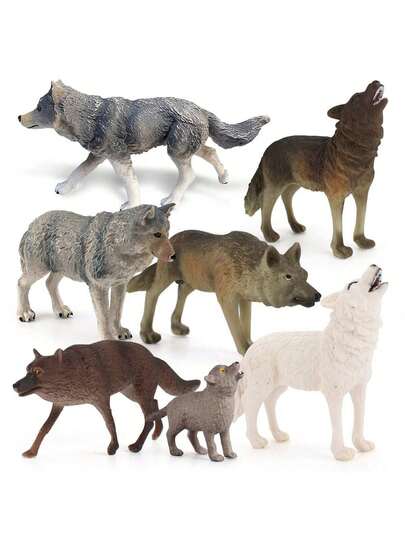 1件野生动物狼模型，咆哮姿态狼，大象，豹子，小狼，狼群模型，静态桌面装饰