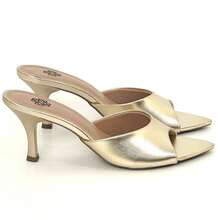 Women's Gold Flat Sandal With Leaf Toe, Smooth, Fashionable, Medium Heel - 金色 - 查看 2