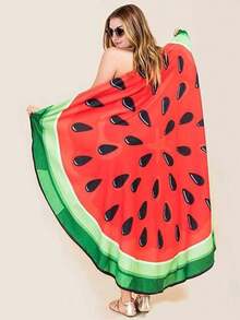 Toalla de playa con figuras, artículo esencial para la playa, con diseños diferentes - Sandia - Ver 4