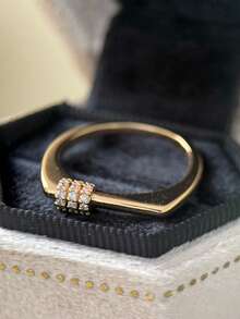 Vintage Unique Casual Square Strap, Gold Flat Bar Ring, Suitable For All Occasions - Gold - View 7