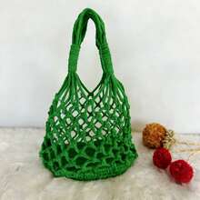 BAILEE Bolsa de Mão Casual, Estilosa, de Férias, Cor Sólida, Crochê Vazado com Base de Trama Circular Única. Perfeita para Carregar ou Dar de Presente. - Multicolorido - View 17