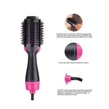 Hair Dryer Hot Air Brush Styler And Volumizer Electric Ion Blow Dryer For All Hair Types Straightener Curler Comb Roller One Step Operation Black With Red Compression Wave Curling Iron, Convenient & Comfortable Styling, Negative Ion Hair Curler, Comfortable Grip Curling Iron - 查看 8