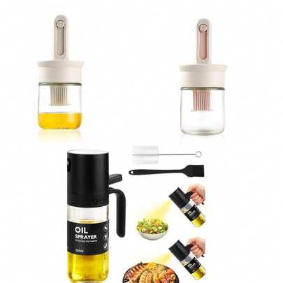 1pc Silicone Basting Brush With Integrated Oil Separator Easy To Clean, Ideal For Grilling, Baking, Cooking - Black And White, For Kitchen Use In Refrigerator