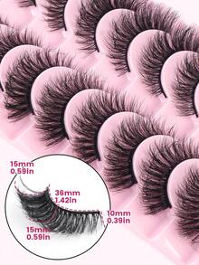 MAANGE 10 Pairs False Eyelashes Natural Look Soft Winged End Eye Elongated Fake Eyelashes Cat Eye Lashes Strip Lashes,Lashes,Eyelashes,Fake Lashes - Black - View 5