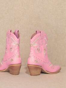MI.IM CORRAL - Botanical Embroidered Cowgirl Boots - Pink - View 2