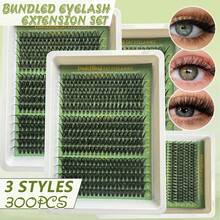 300PCS Independent Eyelash Clusters 60D/80D D Curl 10-18mm DIY Individual Eyelash Extension Kit, Ultra-Dense, Fluffy, Natural-Looking, Reusable, Suitable For Home Use, Going Out, Daily Life, Weddings, Dates, Parties, Music Festivals And Travel - 黑色 - 查看 2