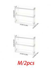 1件/2件/3层亚克力壁挂式展示架，化妆品收纳盒整理架，无需钻孔 - 透明的 - 查看 12