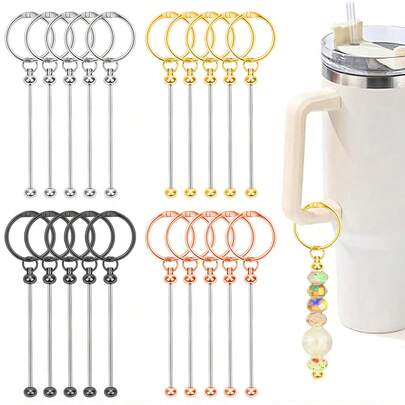 8pcs Openable Keychain With Beads (Beads Not Included), Suitable For Keys, Water Bottles, Phones, Backpacks, Wallets And DIY Crafts. An Excellent Holiday Or Birthday Gift For Men And Women