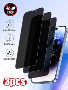 3pcs/Set, Skin-Friendly Anti-Peeping Screen Protector, Compatible With IPhone 17 Pro Max/16 Pro Max/15 Pro Max/14 Pro Max/13 Pro Max/12 Pro Max/11 Pro Max - Black - View 9