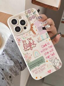 1pc Vintage Newspaper Patchwork Jesus God Slogan Floral Smiling Face Pattern Airbag Anti-Slip Soft Phone Case Compatible With Iphone 11/12/13/14/15/16 Pro Max Waterproof Shockproof Anti-Fall Scratch Resistant - Kiểu 8 (1 chiếc) - Xem 1