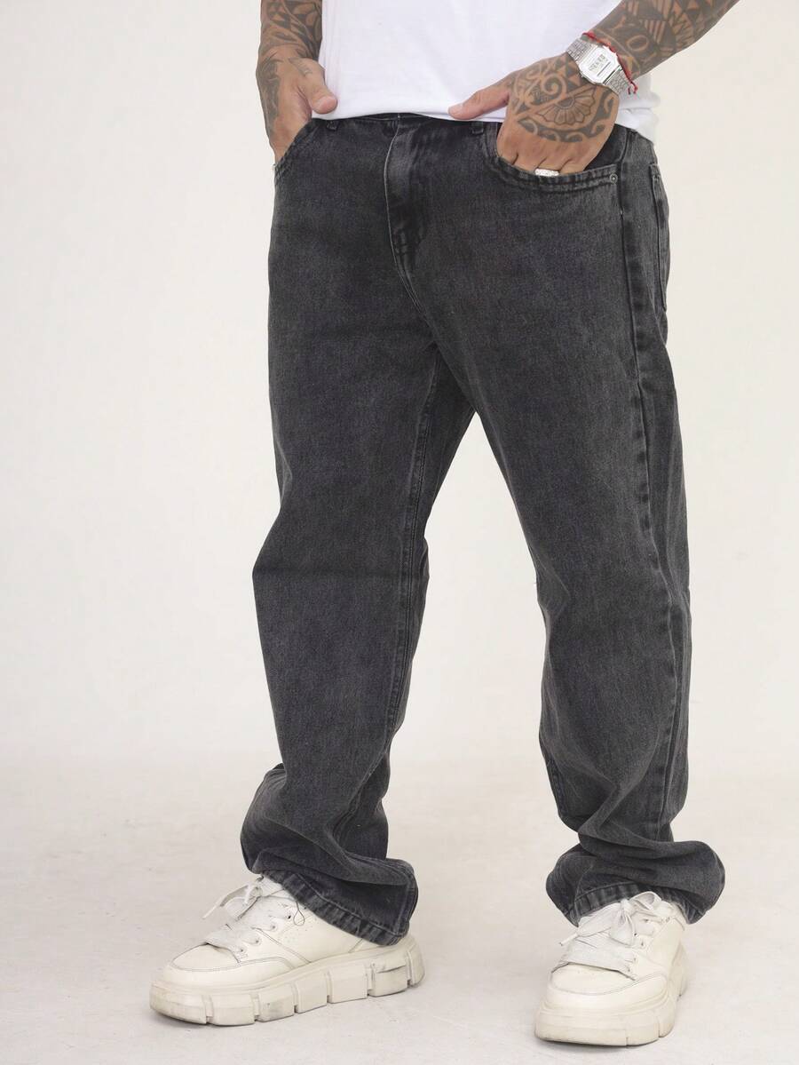 Calça Balao Jeans Masculina Oversize Perna Larga sem Elastano