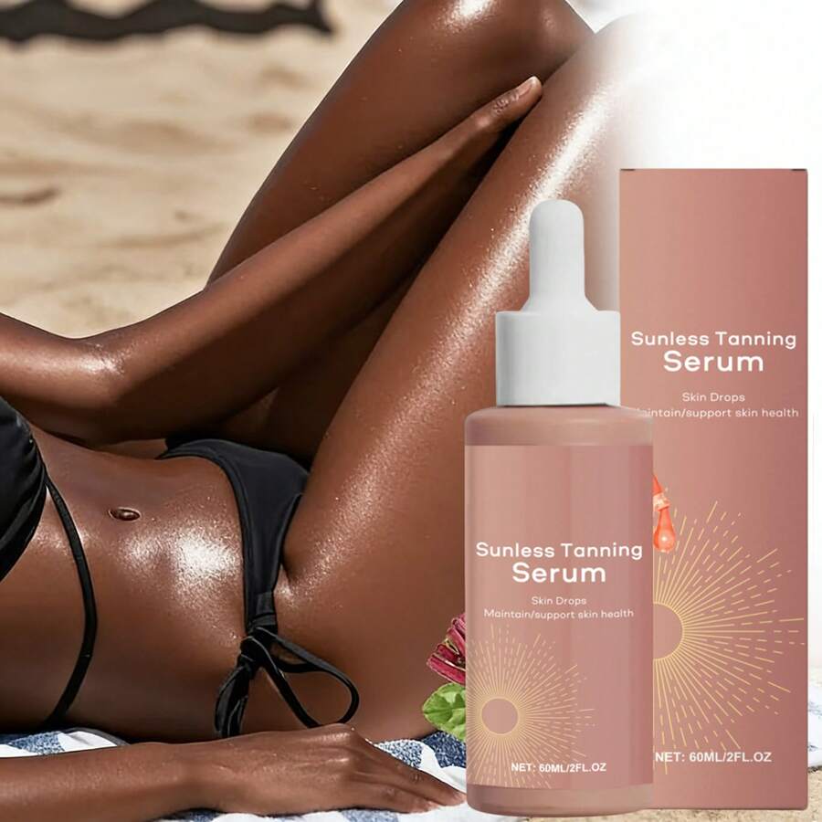 Self Tanning Drops Sunless Tanner Herbal Bronzing Serum Golden Glow Body Moisturizer Hydrating Tanning Lotion - 粉色 - 查看 1