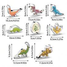 8pcs/12pcs Dinosaur Cookie Cutter Set, Stainless Steel Cookie Molds With Gift Box, Includes Triceratops, Dinosaur Egg, Pteranodon, Dinosaur Footprint, Spinosaurus, Tyrannosaurus Rex Shapes, Suitable For DIY, Kitchen, Baking, Children Dinosaur Themed Birthday Party - Silver - View 2