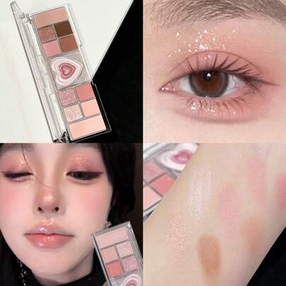 HER ORANGE Paleta HERORANGE 12 colores todo en uno, mate y brillante, de larga duración, a prueba de manchas, rubor, iluminador, paleta de sombras de ojos, kit de maquillaje multifuncional, belleza coreana, uso diario, regalo del Día de San Valentín