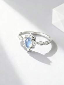 1pc S925 Sterling Silver Delicate Lace Moonstone Ring, Exquisite Jewelry For Women, Mother's Day Gift, Daily Wear - Wrap Moonstone Ring - View 4