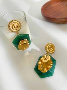 Monlansher New Stainless Steel Pendant Earrings, Fashionable Luxury Minimalist Versatile Daily Wear Earrings For Women - Gold - View 5