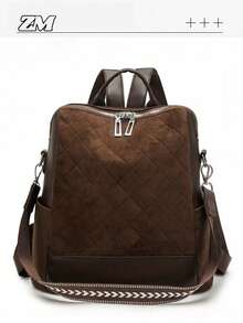 Retro Backpack | Classic Interpretation Of All-Weather Travel Aesthetics, No Drooping Decorations. The Entire Series Features Diamond-Shaped Suede Leather, Arrow-Woven Belt Decoration System, A Set Of Equipment Unlocking Absolute Visual Sovereignty For Daily, Commuting And Short-Distance Travel. The Entire Series Has Standard Adjustable Shoulder Straps. - Multicolor - View 10