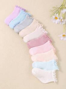 20/10/1 Par de Meias de Tornozelo com Babado Aleatórias para Bebês Meninas, Adequadas para 0-36 Meses, Podem Combinar com Todos os Looks. O Design de Babado Elástico Não Irá Constranger os Tornozelos do Bebê, Também Adequado para Bebês Meninos, Pode Ser Dado Como Presente para Bebês Fofos. - Multicolorido - Visão 8