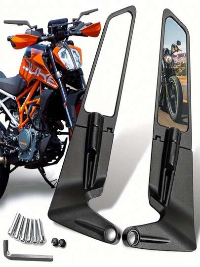Motorcycle Mirrors Adjustable Rotating Rear View Mirror Stealth Wind Wing Side Mirror For Kawasaki Z750 Z250 Z300 Z1000 Z400 Z650 Z900 For 1290 Super R ABS 125 200 250 390 790 890 Street Bike For NVX NMAX VMAX XMAX AEROXSMAX