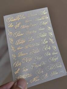 1pc Retro Bronze English Letter Luxury 3D Gold Letter Self-Adhesive Slider DIY Nail Art Sticker - Gold - View 3