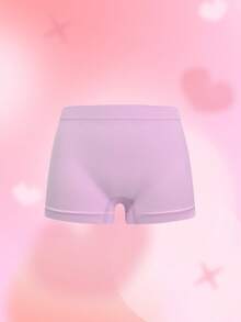 6pcs Random Color Teen Girls Minimalist Solid Color Sports Shorts, Seamless Soft Skin-Friendly Breathable Basic Boxer Briefs, Suitable For All Seasons Daily Wear - Multicolor - View 3