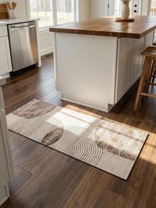 1 pièce Tapis de cuisine long en caoutchouc, motif géométrique coloré, style nordique haut de gamme, tapis de cuisine, tapis long pour la buanderie, matériau épais et confortable, facile d'entretien lavage en machine, paillasson d'entrée pratique pour la décoration de la maison, convient pour la salle à manger, la cuisine, la buanderie, l'entrée intérieure, cadeau idéal pour l'automne/l'hiver - Tabac - Voir 7