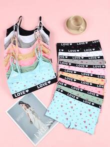 8-Pack Soft Cotton Basic Underwear For Girls - Breathable Comfortable Camisole And Panties Set For Teens Students Aged 10-13 Years - Nhiều màu - Xem 5
