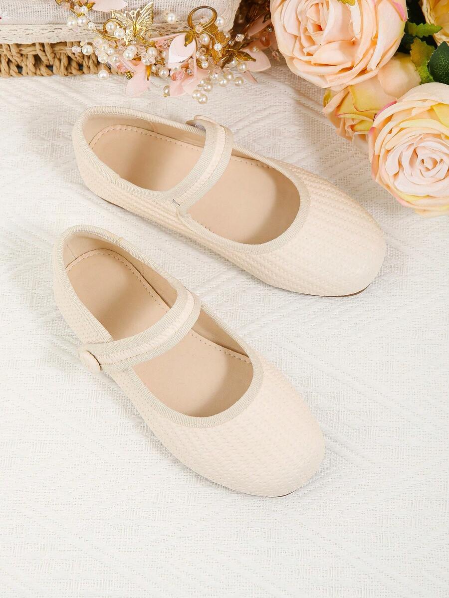 Sepatu flat Mary Jane minimalis elegan untuk anak perempuan, cocok untuk pesta musim semi/musim panas, acara formal, atau pakaian kasual, untuk anak yang lebih besar. - Aprikot - View 1