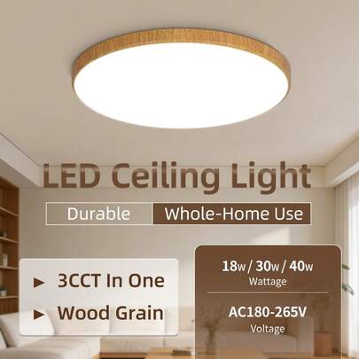 1pc Modern Ultra-Thin Gold Ceiling Light, LED Ceiling Lamp, Indoor Gold Round Ceiling Light, AC185-265V, 3 Color Temperatures (White/Neutral/Warm), 18W/30W/40W, Suitable For Living Room, Bedroom, Kitchen, Dining Room, Stairway