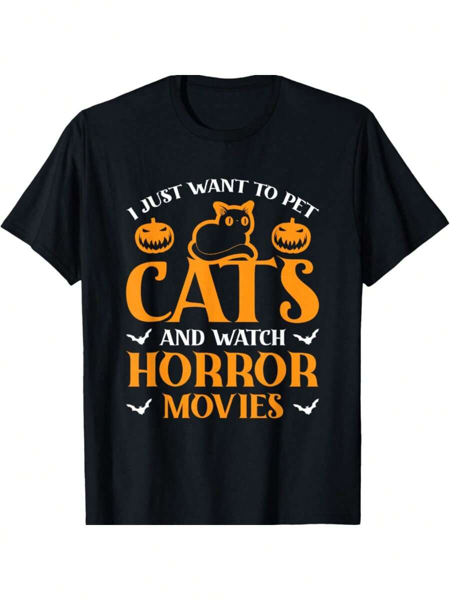 Solo quiero acariciar gatos y ver películas de terror - Camiseta - Multicolor 1 - Ver 1