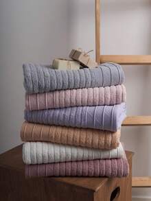 6 PCs 50x90cm - Stripe Pattern Hand Towel Set - 100% Cotton - Multicolor - View 1