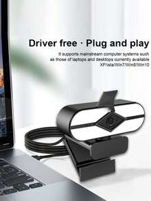 2K高清美颜直播摄像头，USB即插即用，内置麦克风，适用于电脑、笔记本电脑、在线课程和会议。 - 黑色 - 查看 6