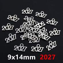 50个15x18毫米毕业帽年份数字2024 2025 2026吊坠饰品 DIY珠宝制作饰品配件 复古镀银饰品 - 復古銀色 - 查看 5