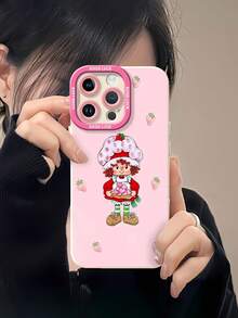 Estuche para teléfono con personaje de Chef Fresa Compatible con teléfonos   17  16 Pro Max  15 Pro Max  13 y  12 Hecho de material de TPU, mejora la protección de la lente y muestra un diseño caprichoso de chef fresa que brinda protección integral contra golpes y caídas con una apariencia elegante y divertida Es el regalo perfecto para familiares, amigos, seres queridos, novios / novias y aniversarios - Blanco - Ver 6