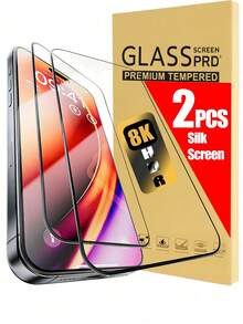 2 piezas de película protectora de vidrio templado transparente de alta definición para teléfonos móviles, compatible con las series 11/12/13/14/15/16/17, esenciales de protección de pantalla anti-caída/anti-colisión/resistente a golpes, aplicable a protección diaria, oficina, hogar - transparente - Ver 14