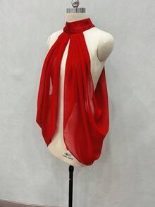 1件黑色薄纱蓬蓬新娘披肩，白色蓬松短款婚礼配饰 - 彩色 - 查看 16