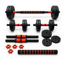 Kit Halteres Ajustáveis 6 em 1 Barras e Anilhas Treino em Casa 10kg Consport - Preto - Visão 5
