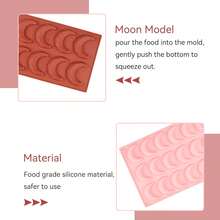 Molde de silicona en forma de media luna con 8 agujeros - Herramienta de repostería para mini tartas mousse, postre y elaboración de pasteles para el Festival de Ramadán - Multicolor - Ver 5