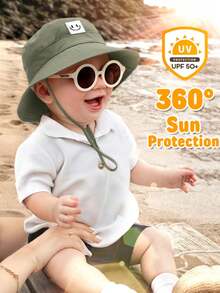 2顶婴儿笑脸遮阳帽，儿童男女童UPF 50+沙滩帽 - B - 查看 3