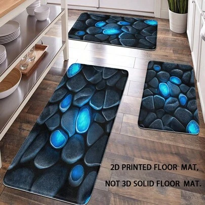 1件装家居装饰，浴室装饰，浴室地垫，防滑浴垫，厨房装饰，厨房地垫，地毯，浴室套装，入口地垫，门垫，柔软绒面，家居装饰，防疲劳地垫，蓝色石纹地垫，简约主题装饰，柔软舒适，放松双脚，缓解疲劳