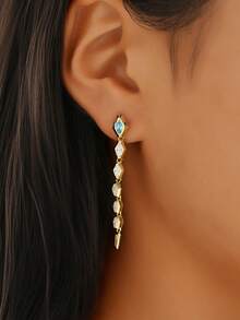 1对铜合金精致奢华优雅蛇眼流苏耳环（女士款） - 蛇形 - 查看 3